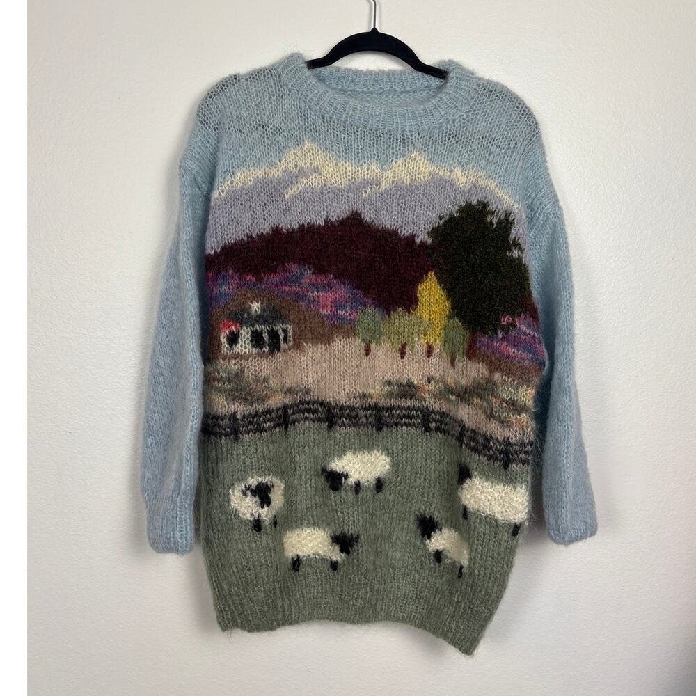VTG High Country New Zealand Handmade Pure New Wool Sheep Farm Sweater Large